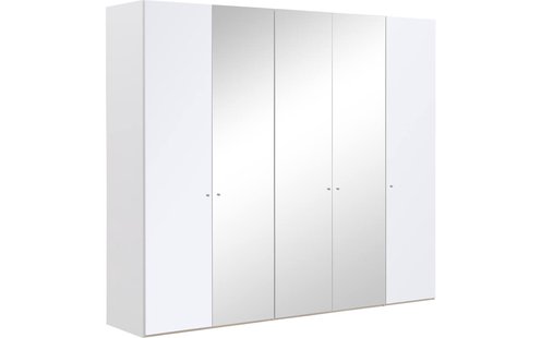 Goossens Kledingkast Easy Storage Ddk, Kledingkast 253 cm breed, 220 cm hoog, 2x glas draaideur en 3x spiegel draaideur midden