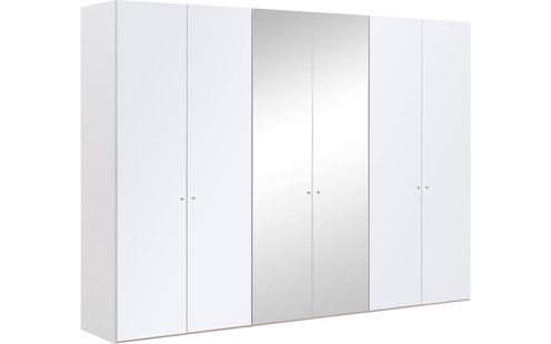 Goossens Kledingkast Easy Storage Ddk, Kledingkast 304 cm breed, 220 cm hoog, 4x glas draaideur en 2x spiegel draaideur midden