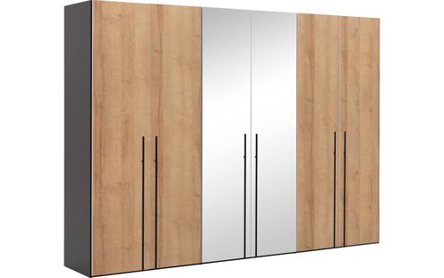Goossens Kledingkast Easy Storage Ddk, Kledingkast 304 cm breed, 220 cm hoog, 4x draaideur en 2x spiegel draaideur midden Goossens Kledingkast Easy Storage Ddk, Kledingkast 304 cm breed, 220 cm hoog, 4x draaideur en 2x spiegel draaideur midden