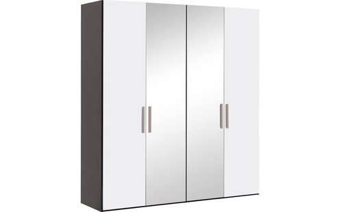 Goossens Kledingkast Easy Storage Ddk, Kledingkast 203 cm breed, 220 cm hoog, 2x draaideur en 2x spiegel draaideur midden