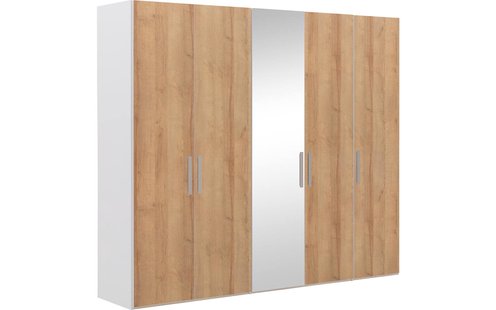 Goossens Kledingkast Easy Storage Ddk, Kledingkast 253 cm breed, 220 cm hoog, 4x draaideur en 1x spiegel draaideur midden