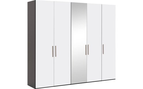 Goossens Kledingkast Easy Storage Ddk, Kledingkast 253 cm breed, 220 cm hoog, 4x draaideur en 1x spiegel draaideur midden