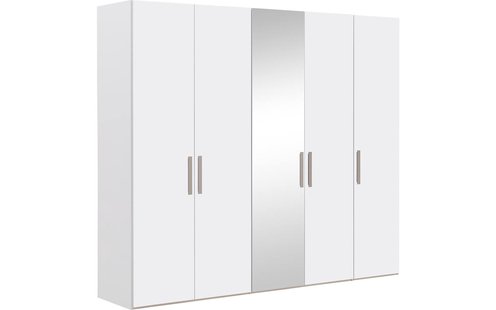 Goossens Kledingkast Easy Storage Ddk, Kledingkast 253 cm breed, 220 cm hoog, 4x draaideur en 1x spiegel draaideur midden