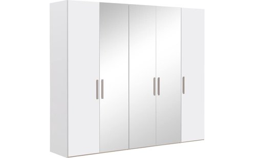 Goossens Kledingkast Easy Storage Ddk, Kledingkast 253 cm breed, 220 cm hoog, 2x draaideur en 3x spiegel draaideur midden