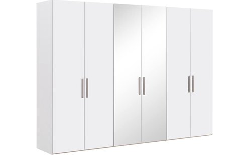 Goossens Kledingkast Easy Storage Ddk, Kledingkast 304 cm breed, 220 cm hoog, 4x draaideur en 2x spiegel draaideur midden