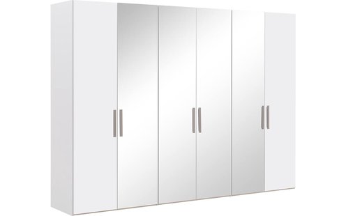 Goossens Kledingkast Easy Storage Ddk, Kledingkast 304 cm breed, 220 cm hoog, 2x draaideur en 4x spiegel draaideur midden