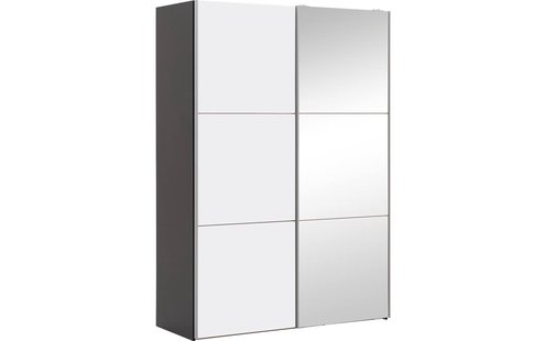 Goossens Kledingkast Easy Storage Sdk, 153 cm breed, 220 cm hoog, 1x 3 paneel schuifdeur li en 1x 3 paneel spiegel schuifdeur re