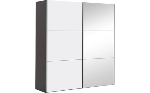 Goossens Kledingkast Easy Storage Sdk, 203 cm breed, 220 cm hoog, 1x 3 paneel schuifdeur li en 1x 3 paneel spiegel schuifdeur re