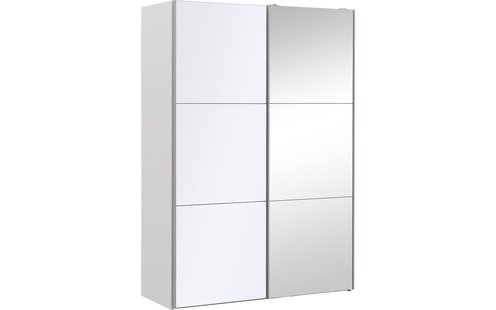 Goossens Kledingkast Easy Storage Sdk, 153 cm breed, 220 cm hoog, 1x 3 paneel glas schuifdeur li en 1x 3 paneel spiegel schuifdeur re