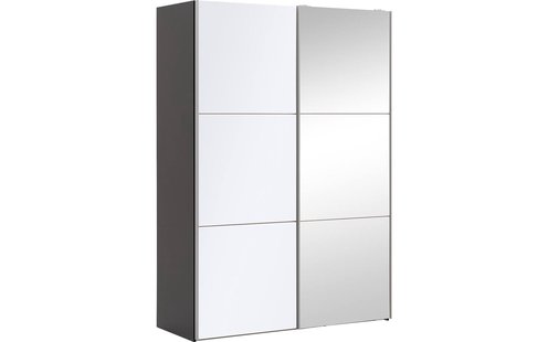 Goossens Kledingkast Easy Storage Sdk, 153 cm breed, 220 cm hoog, 1x 3 paneel glas schuifdeur li en 1x 3 paneel spiegel schuifdeur re