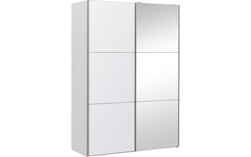 Goossens Kledingkast Easy Storage Sdk, 153 cm breed, 220 cm hoog, 1x 3 paneel glas schuifdeur li en 1x 3 paneel spiegel schuifdeur re