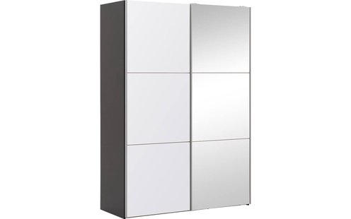 Goossens Kledingkast Easy Storage Sdk, 153 cm breed, 220 cm hoog, 1x 3 paneel glas schuifdeur li en 1x 3 paneel spiegel schuifdeur re