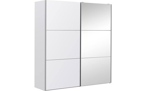 Goossens Kledingkast Easy Storage Sdk, 203 cm breed, 220 cm hoog, 1x 3 paneel glas schuifdeur li en 1x 3 paneel spiegel schuifdeur re