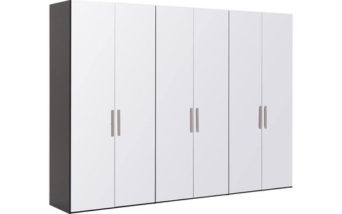 Goossens Kledingkast Easy Storage Ddk, Kledingkast 304 cm breed, 220 cm hoog, 6x glas draaideur