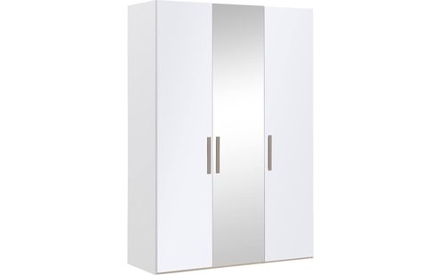 Goossens Kledingkast Easy Storage Ddk, Kledingkast 153 cm breed, 220 cm hoog, 2x glas draaideur en 1x spiegel draaideur midden