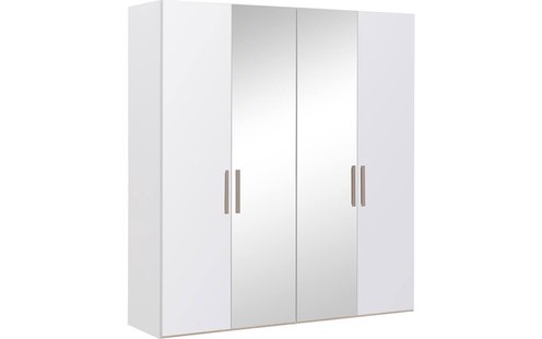 Goossens Kledingkast Easy Storage Ddk, Kledingkast 203 cm breed, 220 cm hoog, 2x glas draaideur en 2x spiegel draaideur midden