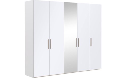 Goossens Kledingkast Easy Storage Ddk, Kledingkast 253 cm breed, 220 cm hoog, 4x glas draaideur en 1x spiegel draaideur midden