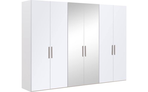 Goossens Kledingkast Easy Storage Ddk, Kledingkast 304 cm breed, 220 cm hoog, 4x glas draaideur en 2x spiegel draaideur midden