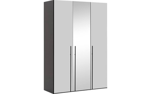 Goossens Kledingkast Easy Storage Ddk, Kledingkast 153 cm breed, 220 cm hoog, 2x glas draaideur en 1x spiegel draaideur midden