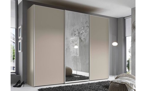 Goossens Kledingkast Big Choice Type 01 163, Slaapkamerkast 249 cm breed, 240 cm hoog, 2 schuifdeuren en 1glas schuifdeur midden