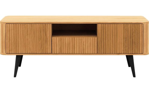 Goossens Tv Meubel Seppe, 2 deuren 1 lade 1 open vak 135 cm breed
