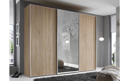 Goossens Kledingkast Big Choice Type 01 163, Slaapkamerkast 249 cm breed, 222 cm hoog, 2 schuifdeuren en 1 glas schuifdeur midden