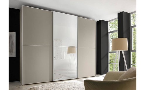 Goossens Kledingkast Big Choice Type 41 163, Slaapkamerkast 249 cm breed, 222 cm hoog, 2 schuifdeuren en 1 glas schuifdeur midden