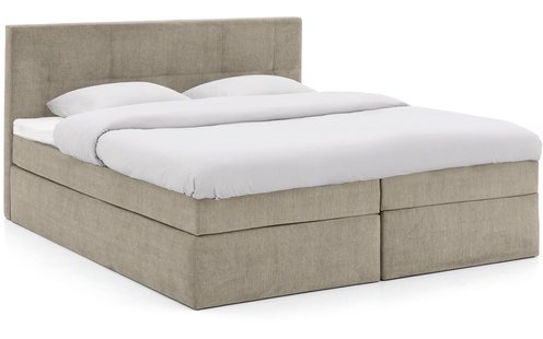 Goossens Basic Boxspring Compleet Rud, Vlak 180 x 200 cm (=2x 90 x 200 cm) met hoofdbord, 2 x matras, 1 x topper