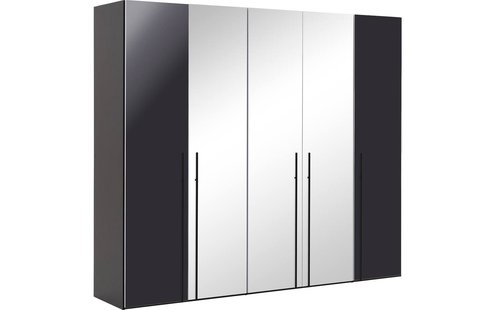 Goossens Kledingkast Easy Storage Ddk, Kledingkast 253 cm breed, 220 cm hoog, 2x draaideur en 3x spiegel draaideur midden