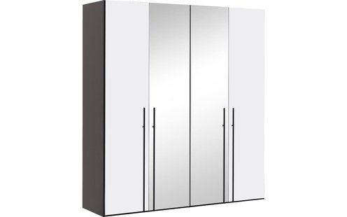 Goossens Kledingkast Easy Storage Ddk, Kledingkast 203 cm breed, 220 cm hoog, 2x draaideur en 2x spiegel draaideur midden