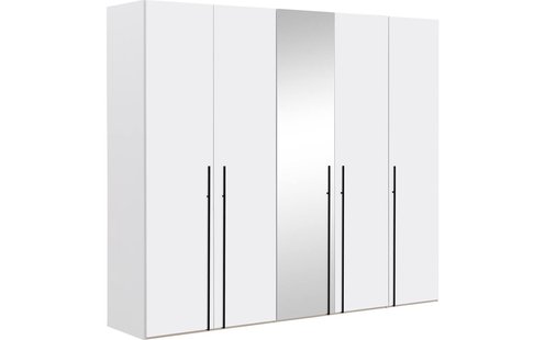 Goossens Kledingkast Easy Storage Ddk, Kledingkast 253 cm breed, 220 cm hoog, 4x draaideur en 1x spiegel draaideur midden