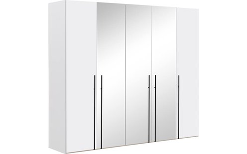 Goossens Kledingkast Easy Storage Ddk, Kledingkast 253 cm breed, 220 cm hoog, 2x draaideur en 3x spiegel draaideur midden