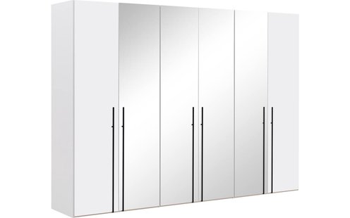 Goossens Kledingkast Easy Storage Ddk, Kledingkast 304 cm breed, 220 cm hoog, 2x draaideur en 4x spiegel draaideur midden