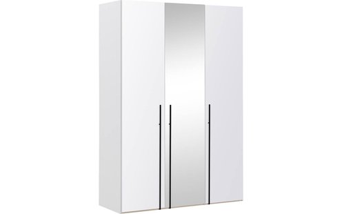 Goossens Kledingkast Easy Storage Ddk, Kledingkast 153 cm breed, 220 cm hoog, 2x glas draaideur en 1x spiegel draaideur midden