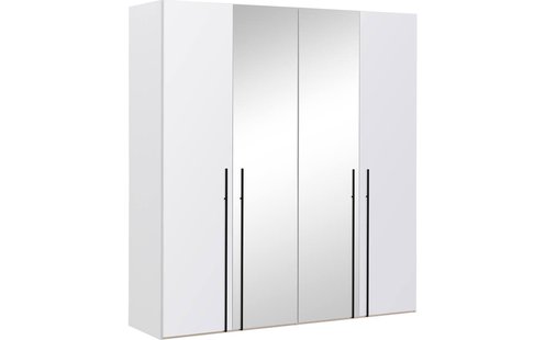 Goossens Kledingkast Easy Storage Ddk, Kledingkast 203 cm breed, 220 cm hoog, 2x glas draaideur en 2x spiegel draaideur midden