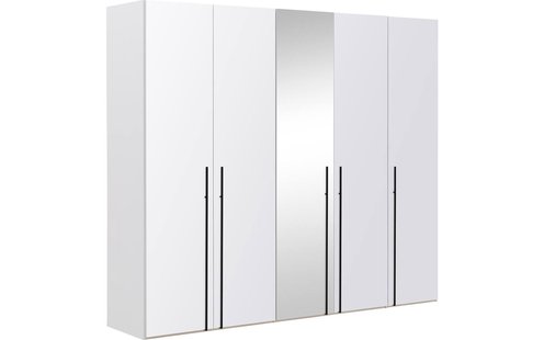 Goossens Kledingkast Easy Storage Ddk, Kledingkast 253 cm breed, 220 cm hoog, 4x glas draaideur en 1x spiegel draaideur midden