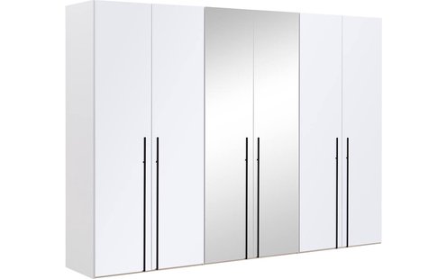 Goossens Kledingkast Easy Storage Ddk, Kledingkast 304 cm breed, 220 cm hoog, 4x glas draaideur en 2x spiegel draaideur midden