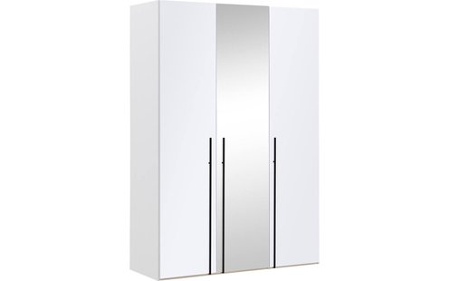 Goossens Kledingkast Easy Storage Ddk, Kledingkast 153 cm breed, 220 cm hoog, 2x glas draaideur en 1x spiegel draaideur midden