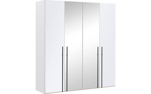 Goossens Kledingkast Easy Storage Ddk, Kledingkast 203 cm breed, 220 cm hoog, 2x glas draaideur en 2x spiegel draaideur midden