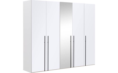 Goossens Kledingkast Easy Storage Ddk, Kledingkast 253 cm breed, 220 cm hoog, 4x glas draaideur en 1x spiegel draaideur midden