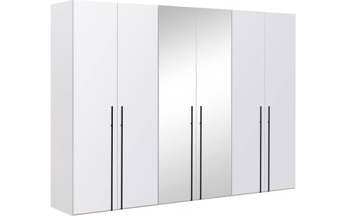 Goossens Kledingkast Easy Storage Ddk, Kledingkast 304 cm breed, 220 cm hoog, 4x glas draaideur en 2x spiegel draaideur midden