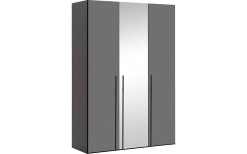 Goossens Kledingkast Easy Storage Ddk, Kledingkast 153 cm breed, 220 cm hoog, 2x glas draaideur en 1x spiegel draaideur midden