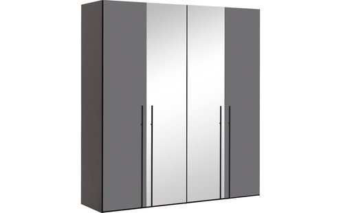 Goossens Kledingkast Easy Storage Ddk, Kledingkast 203 cm breed, 220 cm hoog, 2x glas draaideur en 2x spiegel draaideur midden