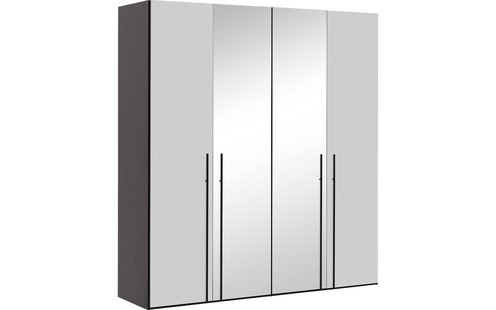 Goossens Kledingkast Easy Storage Ddk, Kledingkast 203 cm breed, 220 cm hoog, 2x glas draaideur en 2x spiegel draaideur midden