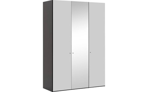 Goossens Kledingkast Easy Storage Ddk, Kledingkast 153 cm breed, 220 cm hoog, 2x glas draaideur en 1x spiegel draaideur midden