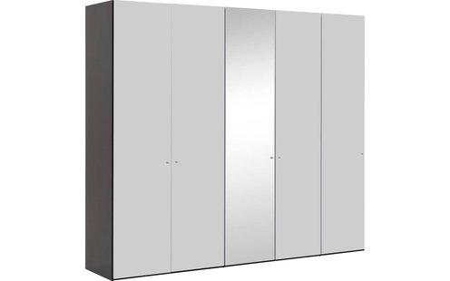 Goossens Kledingkast Easy Storage Ddk, Kledingkast 253 cm breed, 220 cm hoog, 4x glas draaideur en 1x spiegel draaideur midden