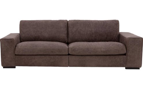 Goossens Excellent Bank Morceau In Leer donkerbruin, leer, 4-zits, urban industrieel