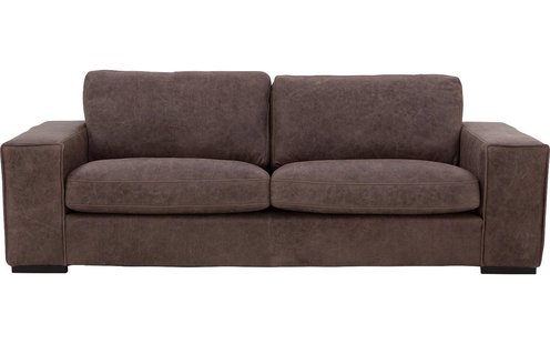 Goossens Excellent Bank Morceau In Leer donkerbruin, leer, 2-zits, urban industrieel