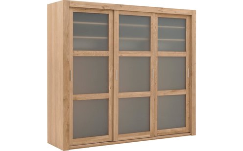 Goossens Excellent Kledingkast Duo, 248 cm breed, 223 cm hoog, 3 x 3 glaspaneel schuifdeuren