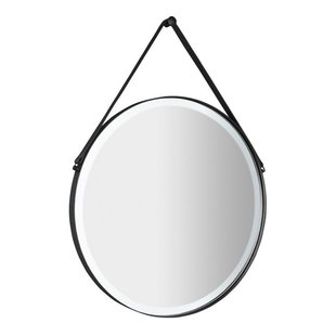 Badkamerspiegel Sapho Orbiter LED Backlight Rond met Leren Band 70 cm Zwart